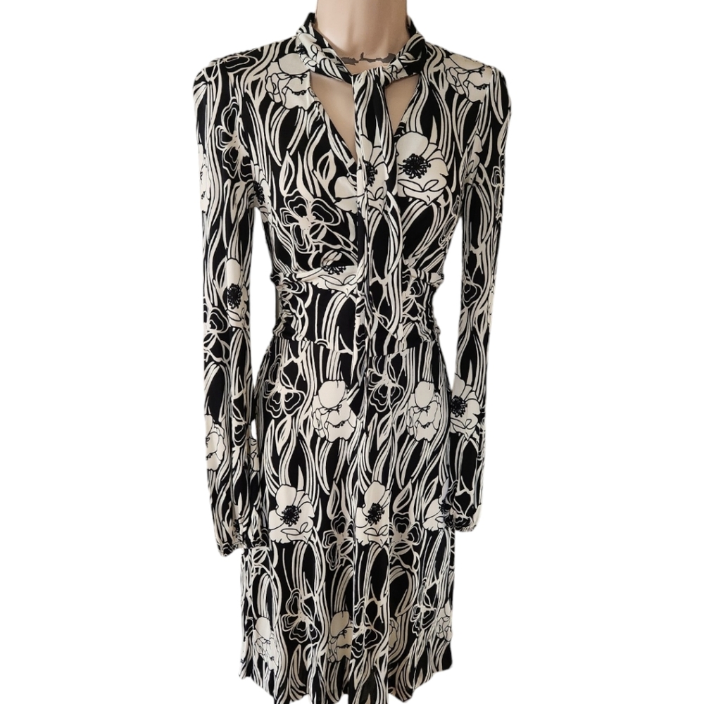 BANANA REPUBLIC Silk Poppy Print A-line Dress - Size XS - Picture 4 of 14